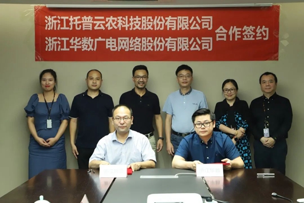 茄子视频免费观看副總經理錢鵬與華數省級集客服務部總經理曹潔簽約